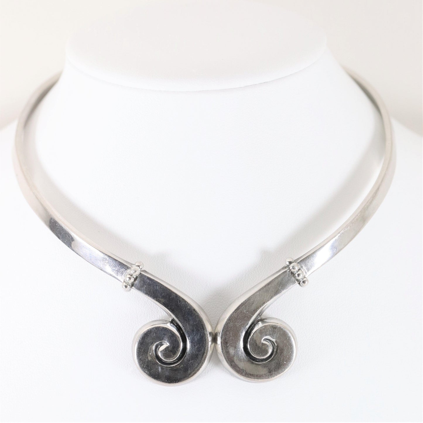 Vintage Margot de Taxco Mexican Jewelry | Handcrafted Swirl Mid-Century Choker - Carmel Fine Silver Jewelry
