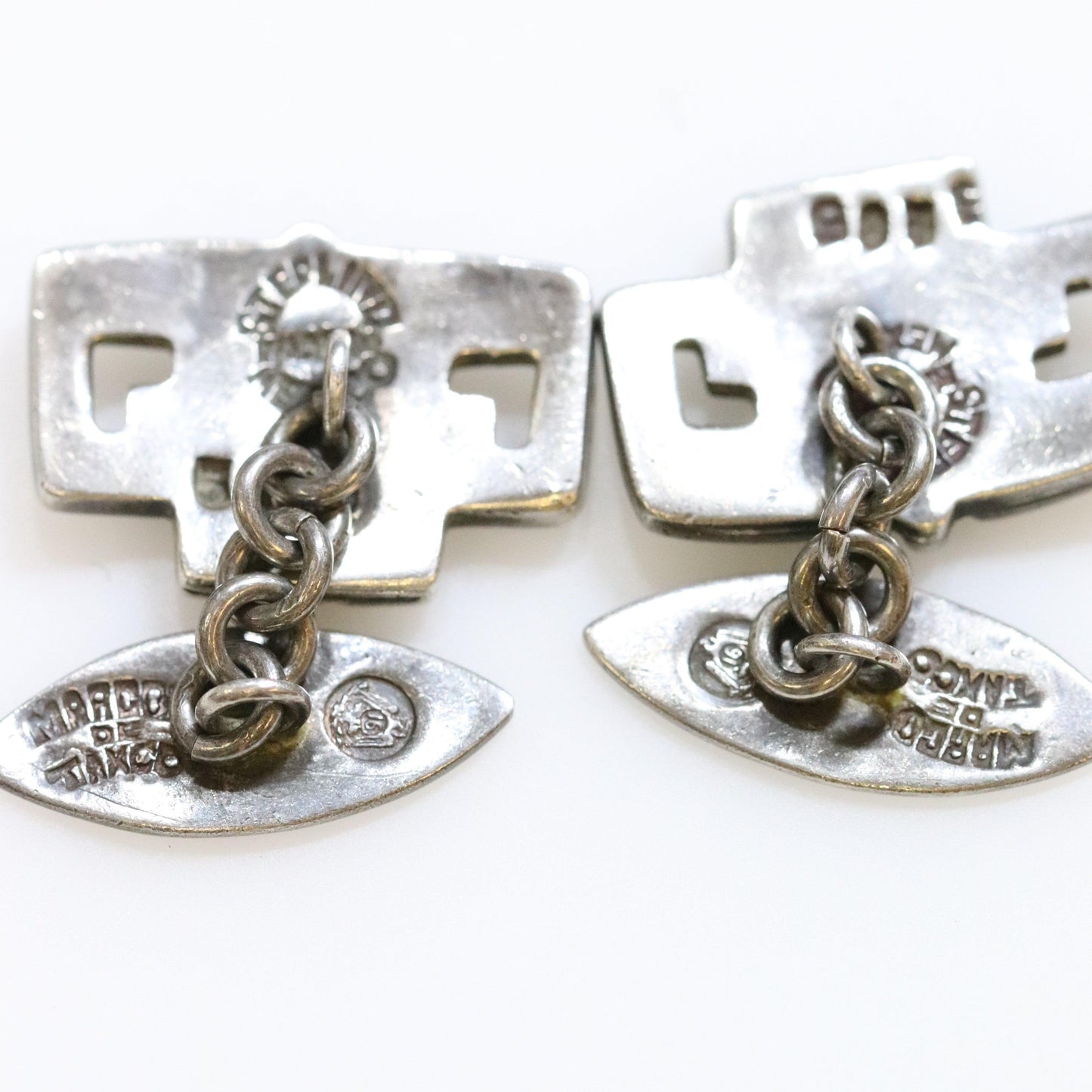 Vintage Margot de Taxco Mexican Jewelry | Mens Bead Trimmed Cufflinks - Carmel FSJ