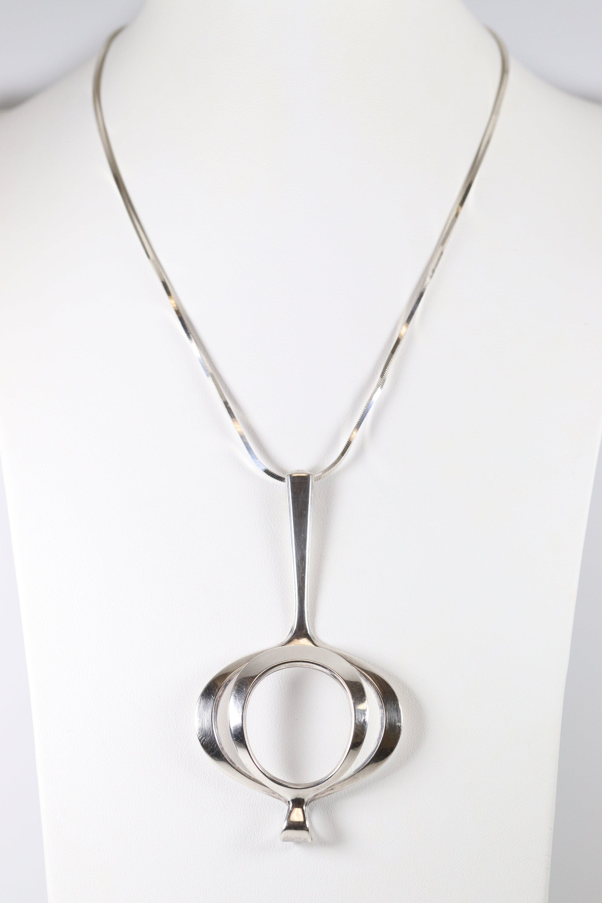 Vintage Modernist Silver Jewelry | David Andersen Modernist Abstract Silver Pendant Necklace - Carmel Fine Silver Jewelry
