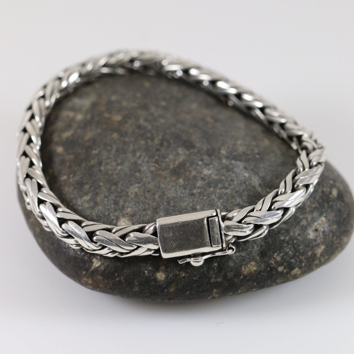 Vintage Modernist Silver Jewelry | Wheat Link Bracelet - Carmel Fine Silver Jewelry