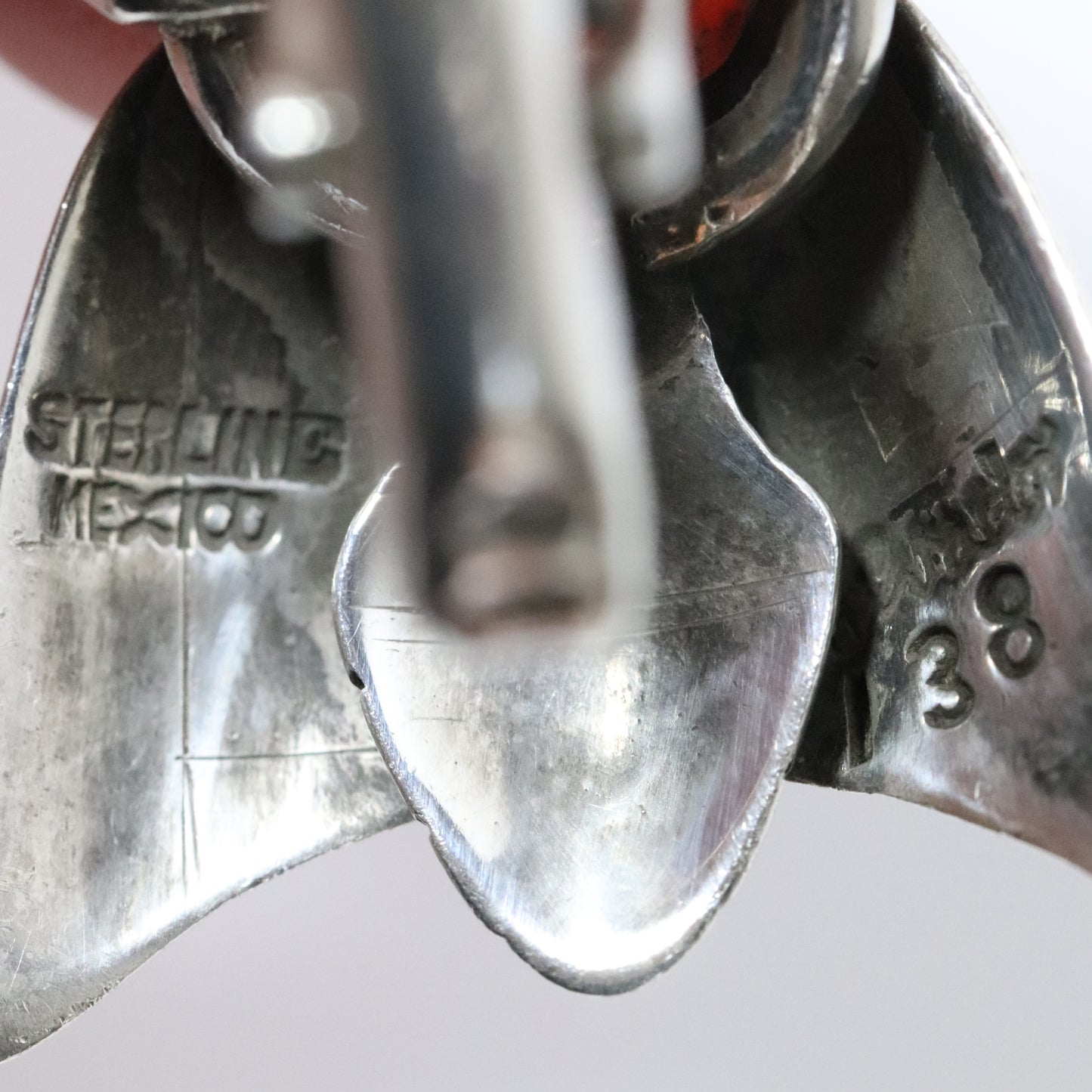 Vintage Salvador Teran Jewelry | Chunky Bee Cufflinks with Orange Stone 138 Mexico - Carmel FSJ