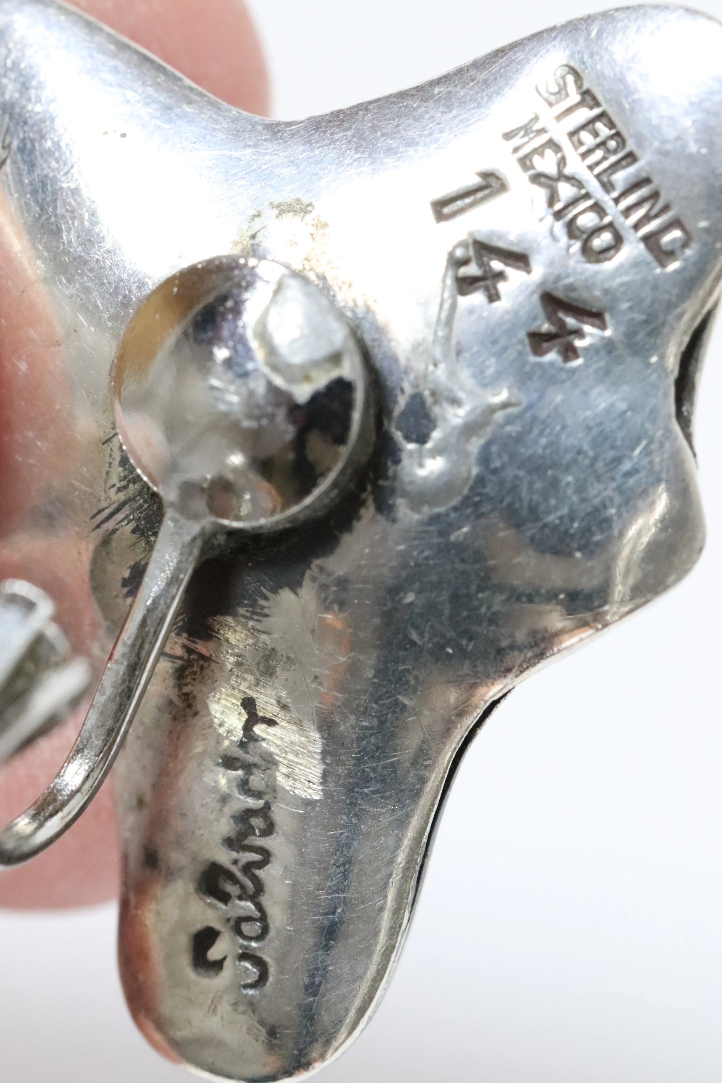 Vintage Salvador Teran Jewelry | Modernist Abstract Clip On Earrings 144 Mexico - Carmel Fine Silver Jewelry