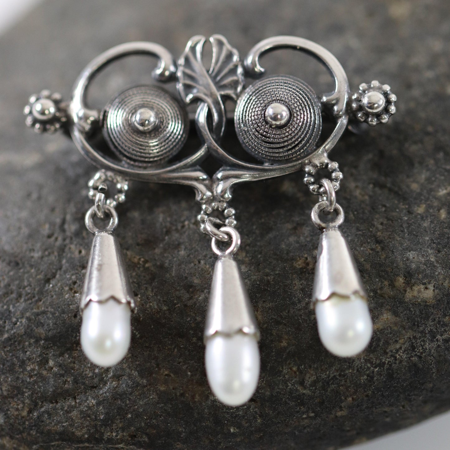 Vintage Silver Jewelry | Art Nouveau Seed Pearl Brooch - Carmel Fine Silver Jewelry