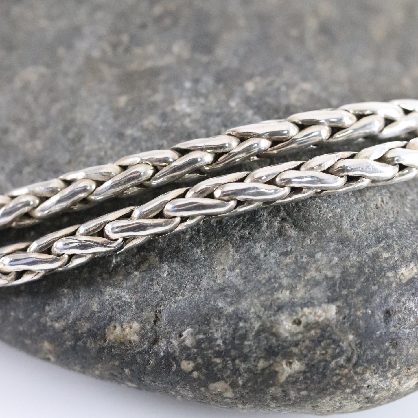 Vintage Silver Jewelry | Byzantine Chain Link Necklace 16" 4mm - Carmel Fine Silver Jewelry