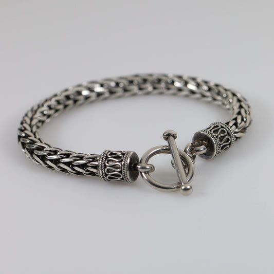 Vintage Silver Jewelry | Byzantine Style Wheat Chain Bracelet - Carmel Fine Silver Jewelry
