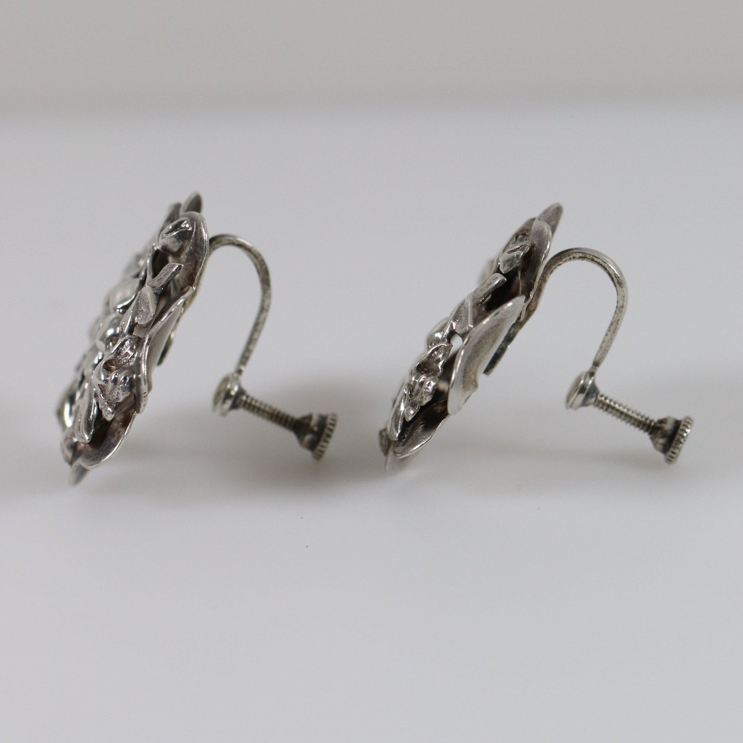 Vintage Silver Jewelry | Ornate Delicate Floral Earrings - Carmel Fine Silver Jewelry