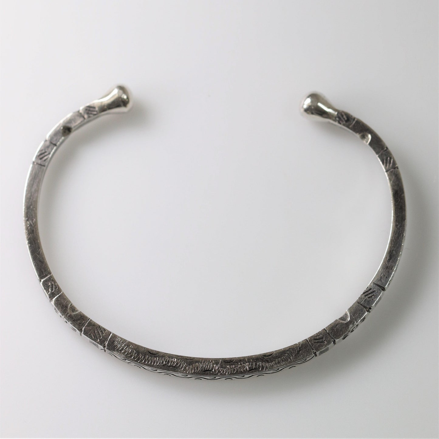 Vintage Silver Jewelry | Solid Detailed Etched Cuff Bracelet - Carmel FSJ