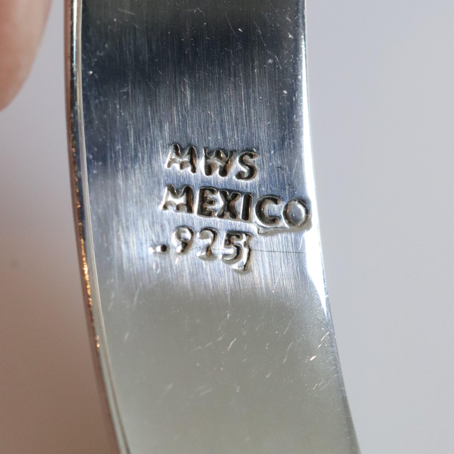 Vintage Silver Mexican Jewelry | Handcrafted Shadow Bangle Bracelet - Carmel FSJ