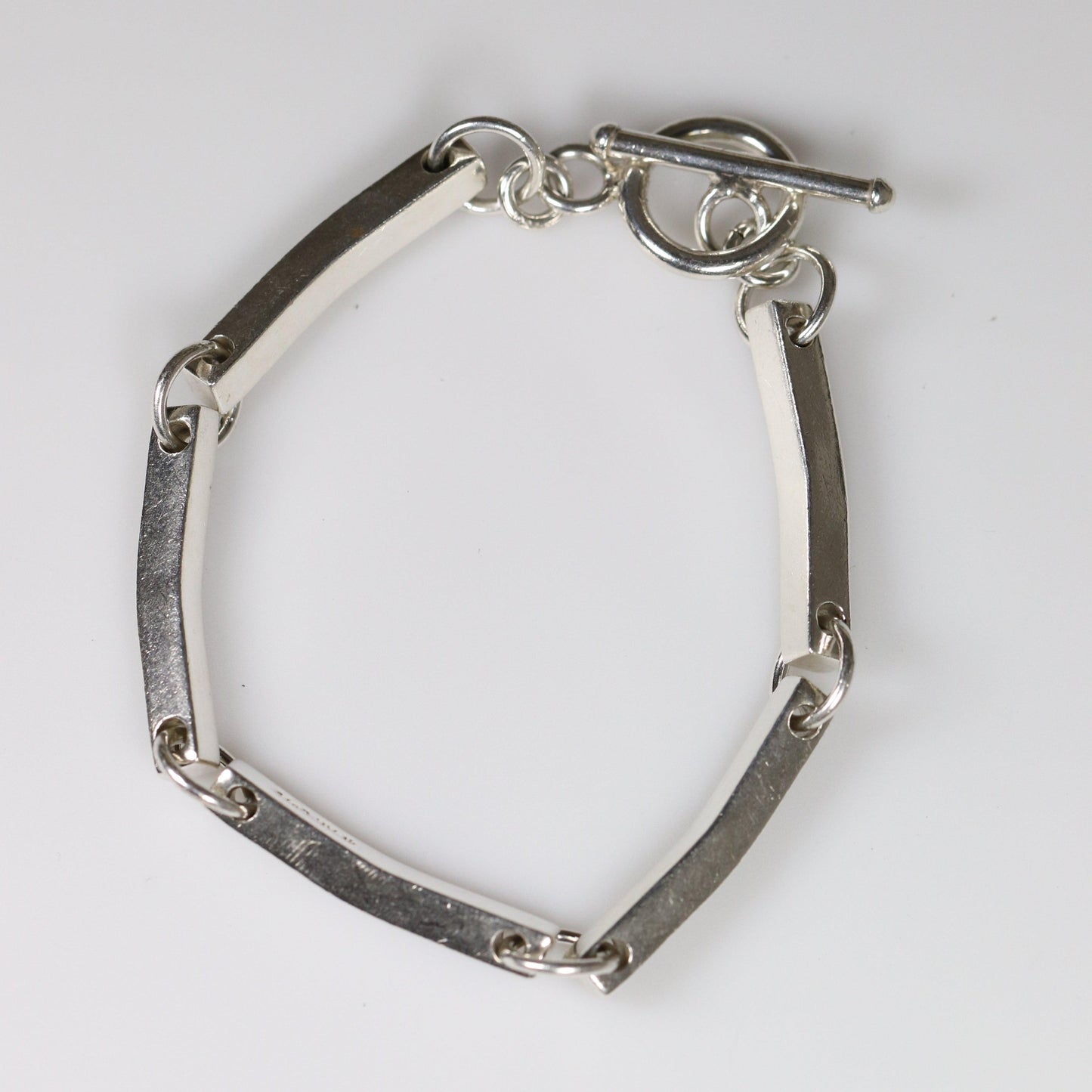 Vintage Silver Mexican Jewelry | Modernist Bar Link Toggle Bracelet - Carmel Fine Silver Jewelry