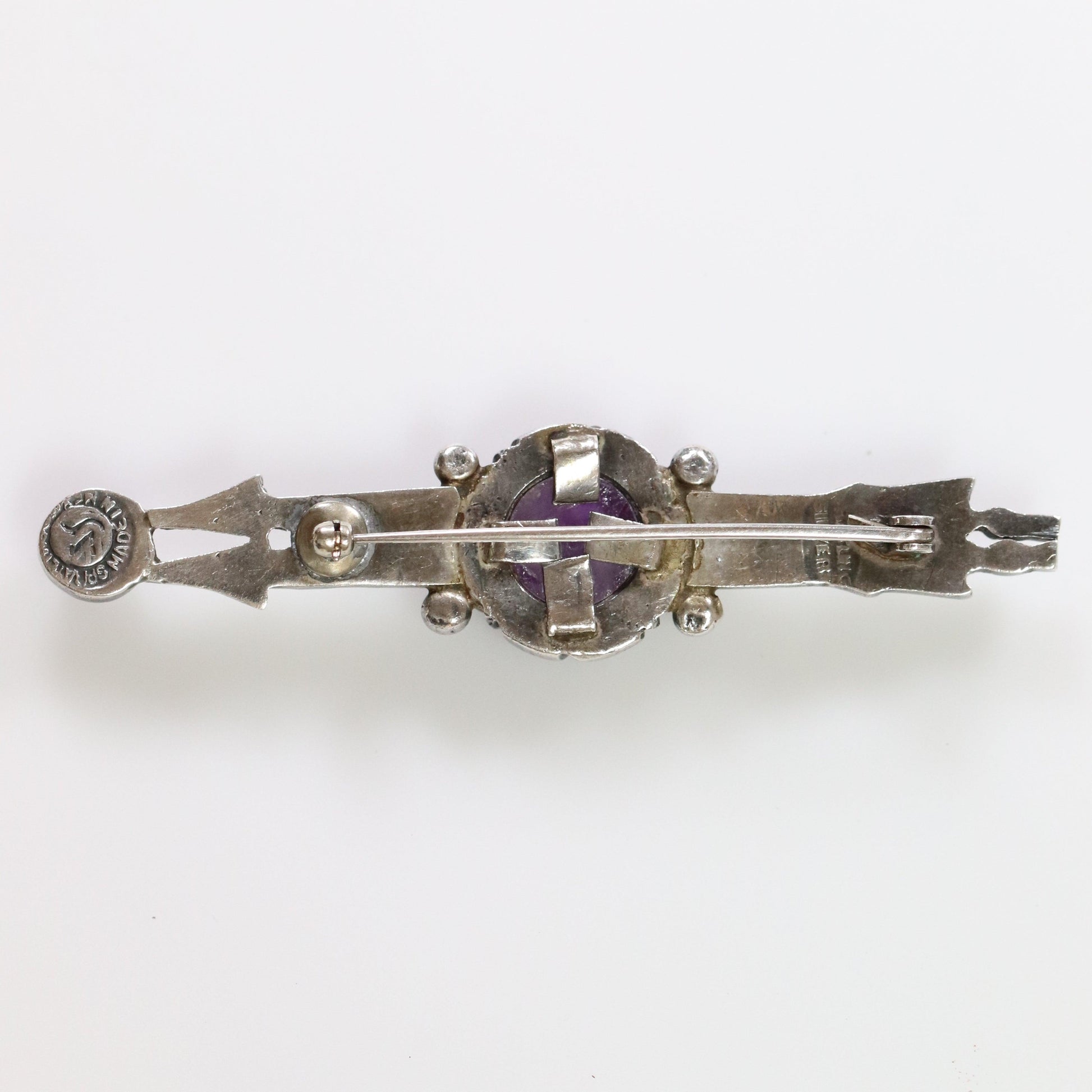 Vintage Taxco William Spratling Jewelry | Amethyst Tribal Arrow Brooch - Carmel Fine Silver Jewelry