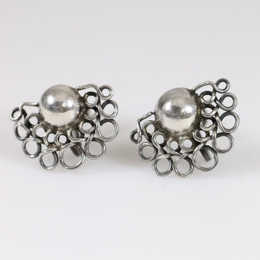 Vintage Taxco William Spratling Jewelry | Open Wire and Ball Earrings - Carmel Fine Silver Jewelry
