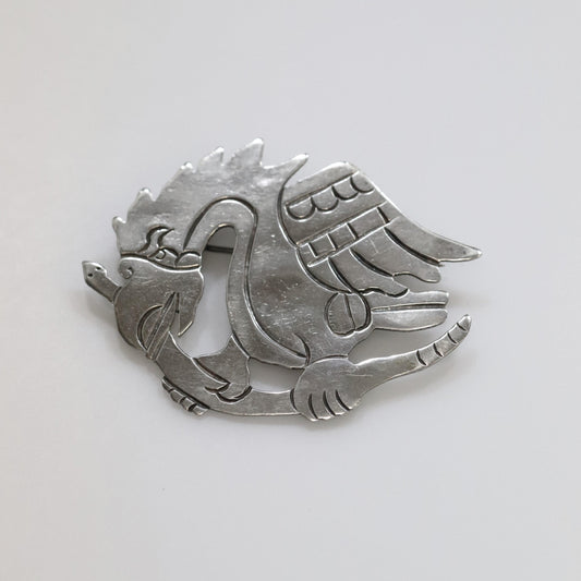 Vintage William Spratling Taxco Silver Mexican Jewelry | Mid-Century Modernish Eagle on Stem Brooch - Carmel Fine Silver Jewelry