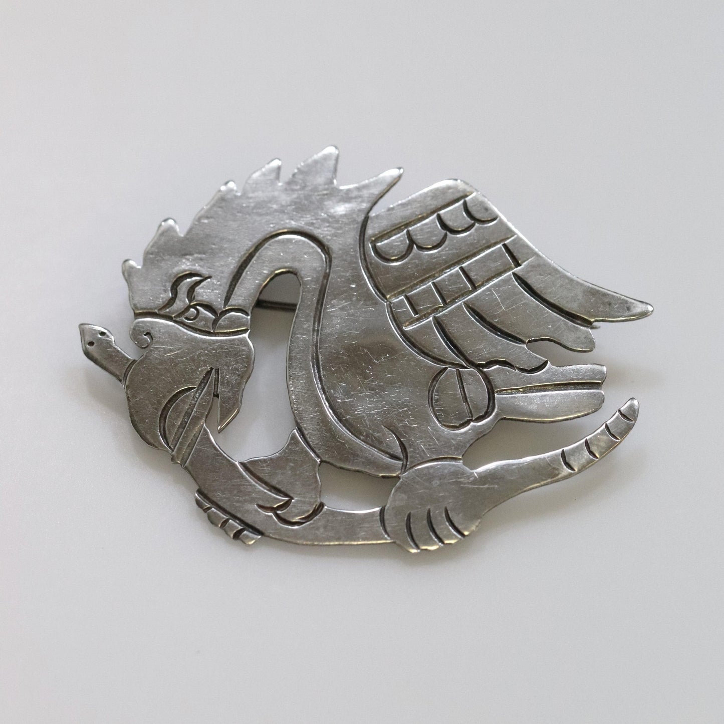 Vintage William Spratling Taxco Silver Mexican Jewelry | Mid-Century Modernish Eagle on Stem Brooch - Carmel Fine Silver Jewelry