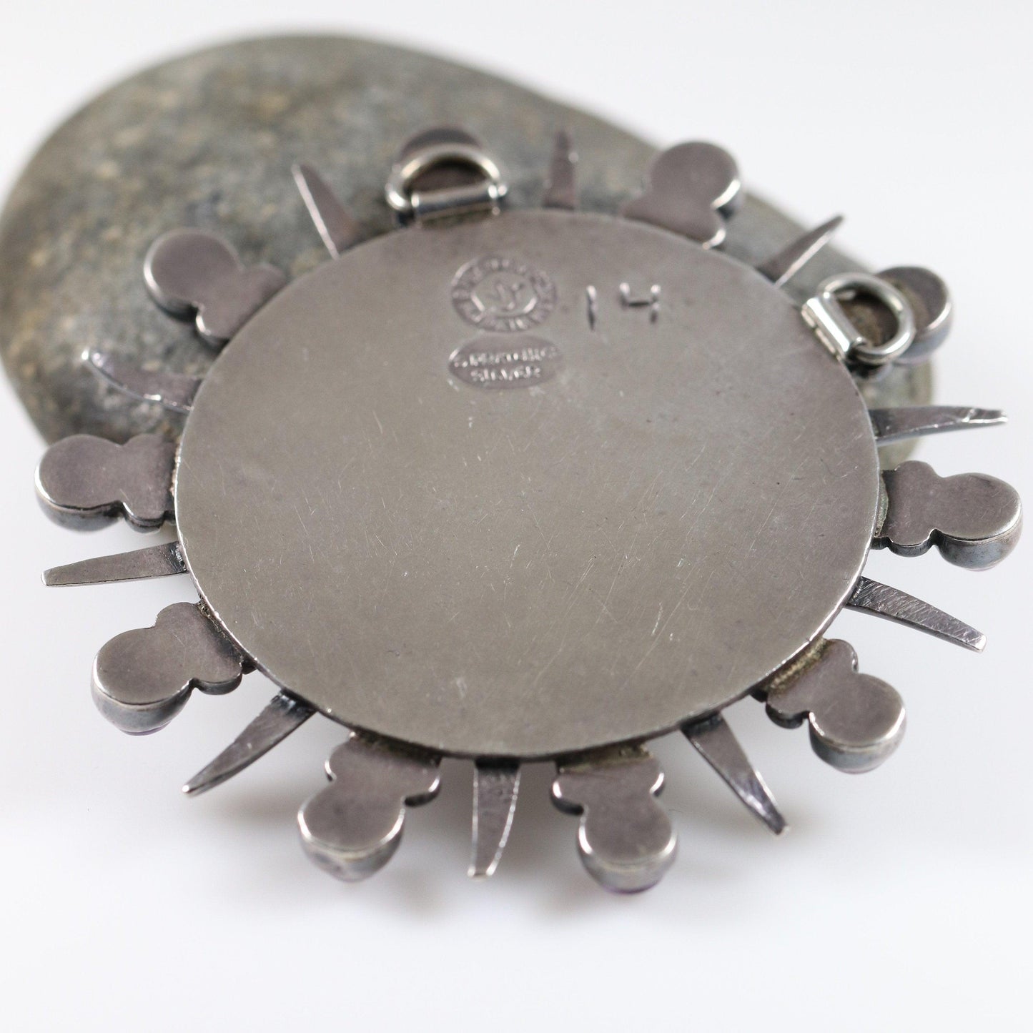 William Spratling Jewelry | Taxco Silver Sunburst Amethyst Vintage Necklace Pendant - Carmel FSJ