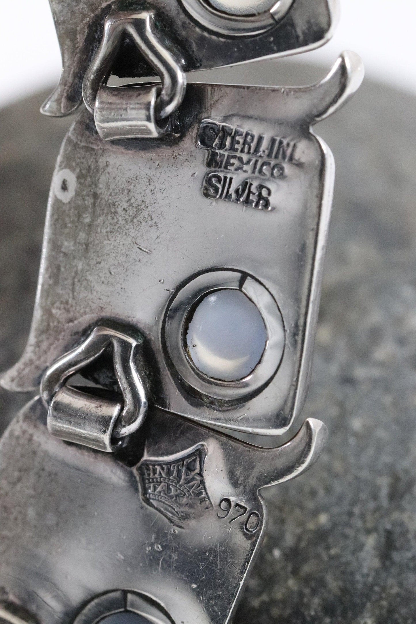 Antonio Pineda Necklace | Taxco Mid-Century Modernist Moonstone Choker | Vintage 970 Sterling Silver Mexico - Carmel FSJ