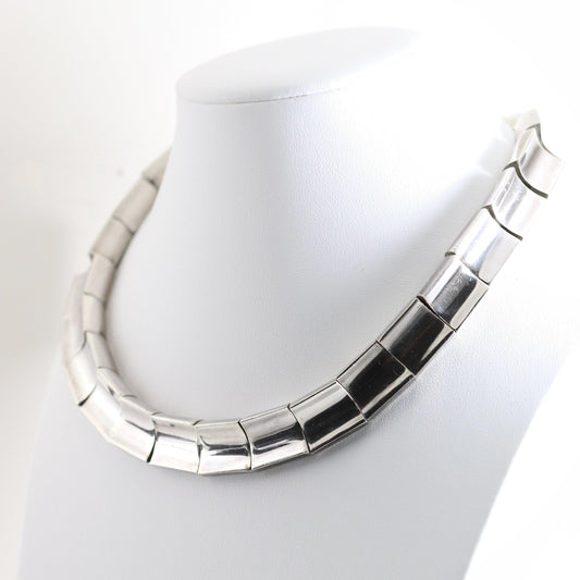 Antonio Pineda Taxco Heavy Modernist Necklace | Vintage Sterling Silver | 970 Silver Mid-Century Mexico - Carmel Fine Silver Jewelry