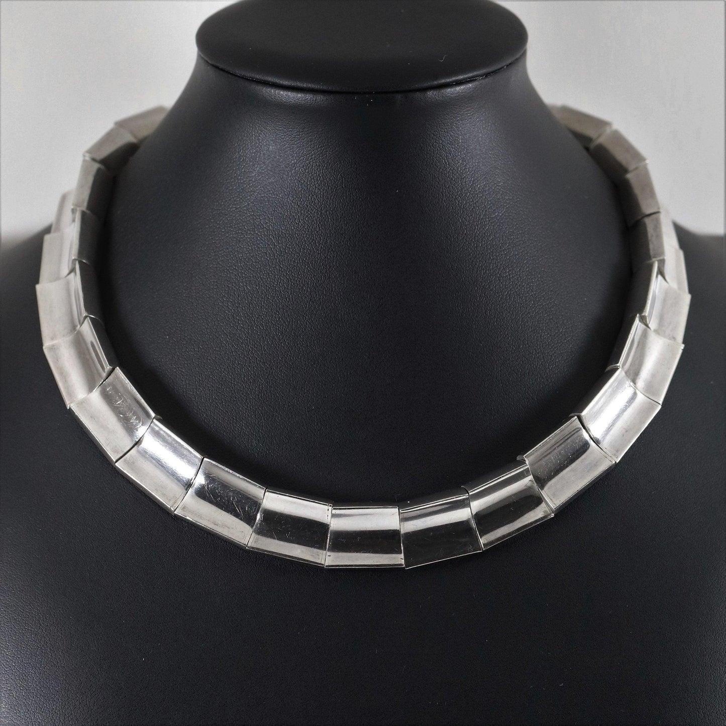 Antonio Pineda Taxco Heavy Modernist Necklace | Vintage Sterling Silver | 970 Silver Mid-Century Mexico - Carmel Fine Silver Jewelry