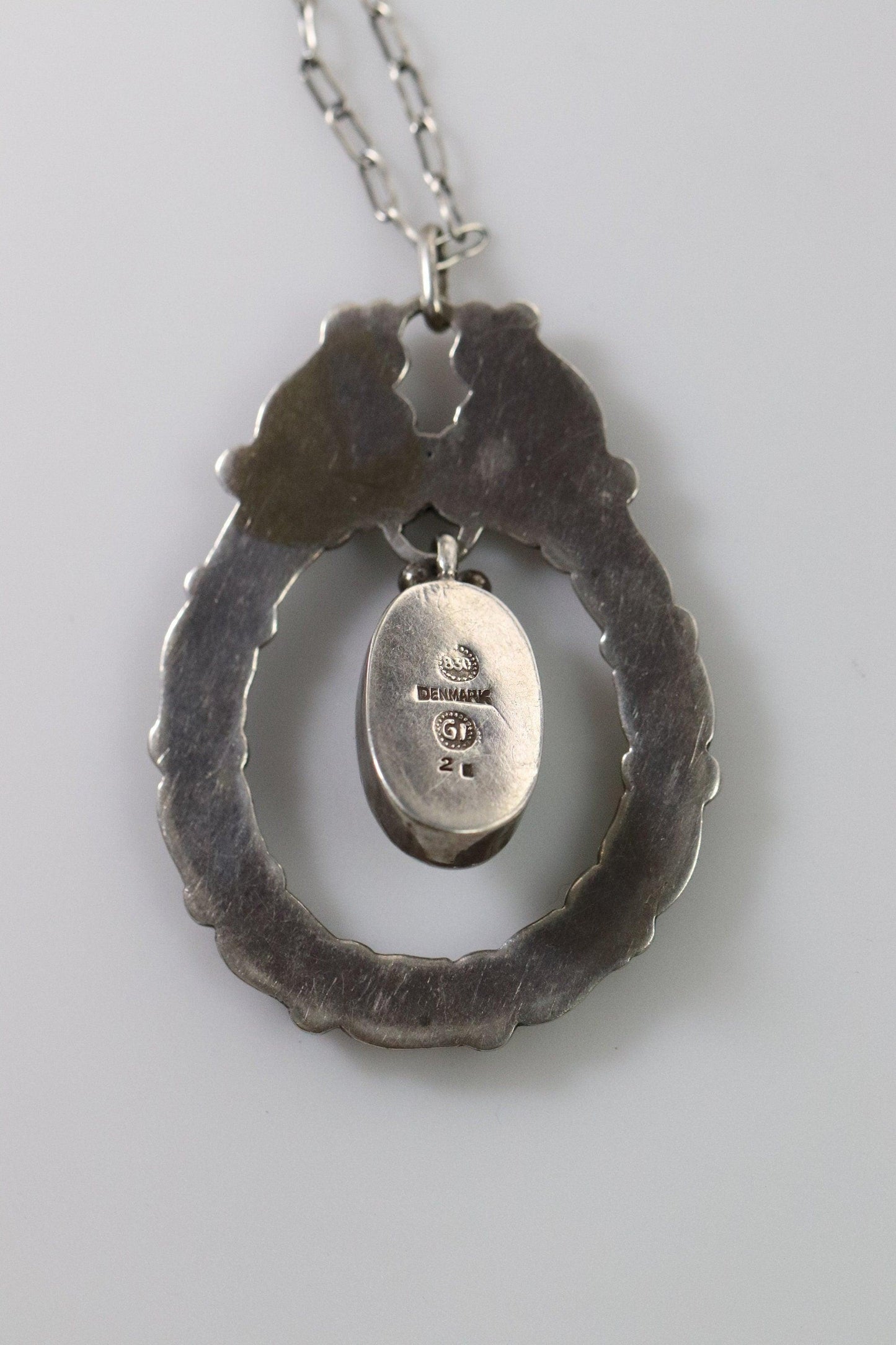 Georg Jensen Jewelry | Chrysoprase Art Nouveau Silver Vintage Necklace Pendant 20 - Carmel FSJ