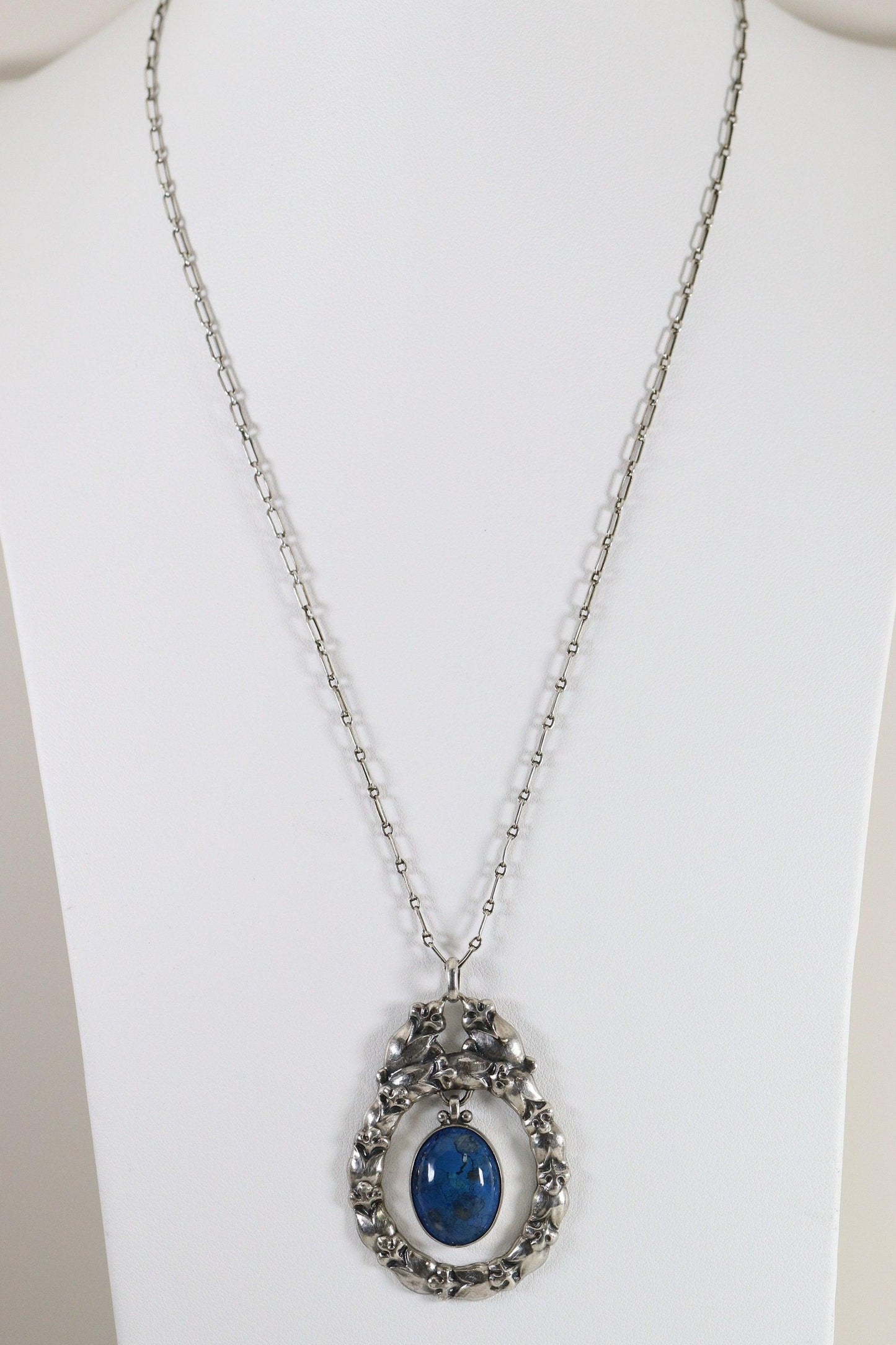 Georg Jensen Jewelry | Lapis Lazuli Art Nouveau Silver Vintage Necklace Pendant 20 - Carmel Fine Silver Jewelry