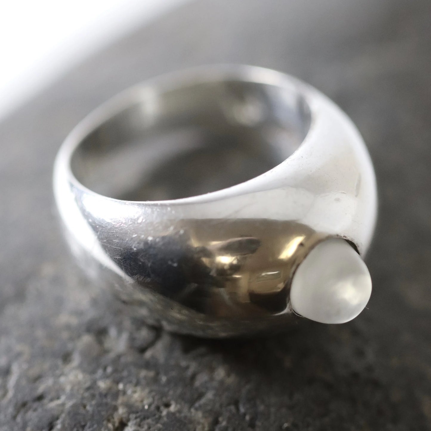 Antonio Pineda Modernist Dome Moonstone Statement Ring