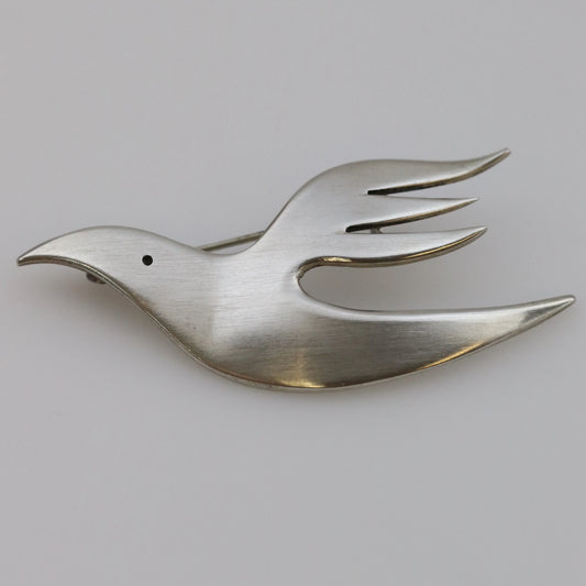 Vintage E Dragsted Jewelry | Modernist Peace Dove Brooch Denmark