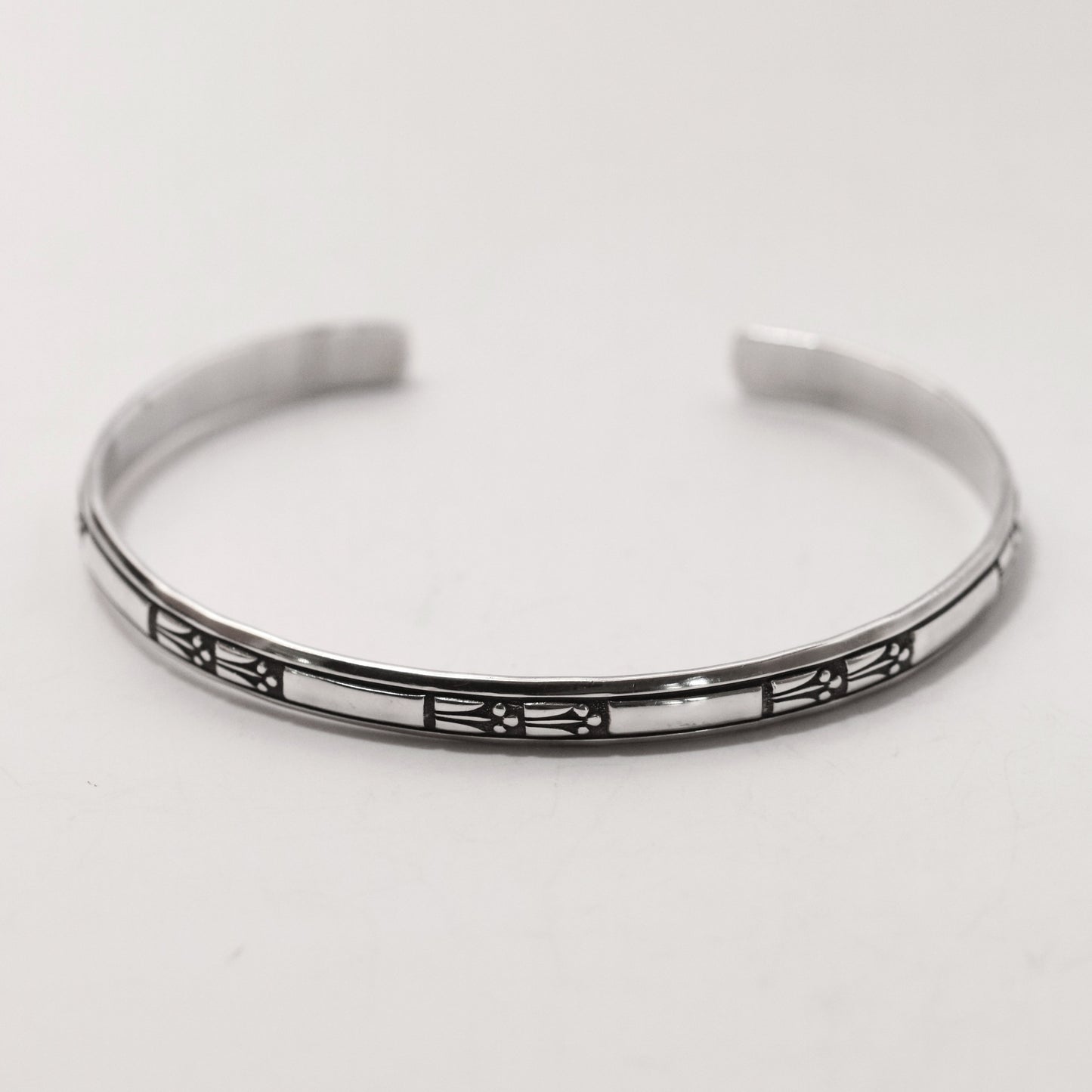 Vintage Ed Levin Silver Jewelry | Art Deco Patterned Cuff Bracelet