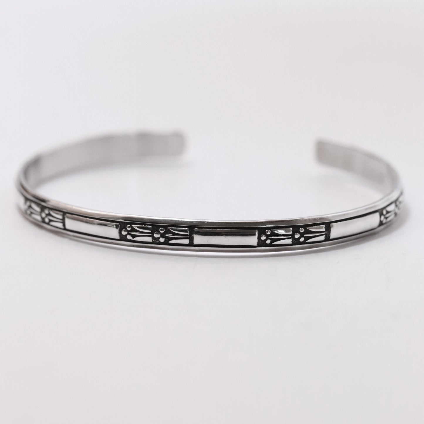 Vintage Ed Levin Silver Jewelry | Art Deco Patterned Cuff Bracelet