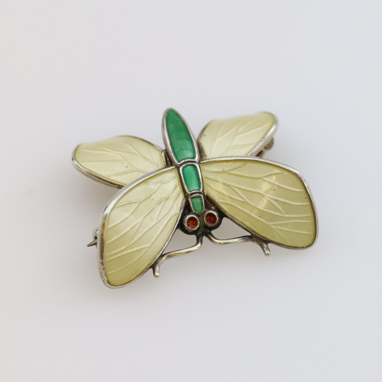 Vintage Einar Modahl Jewelry | Yellow and Green Enamel Butterfly Brooch Norway