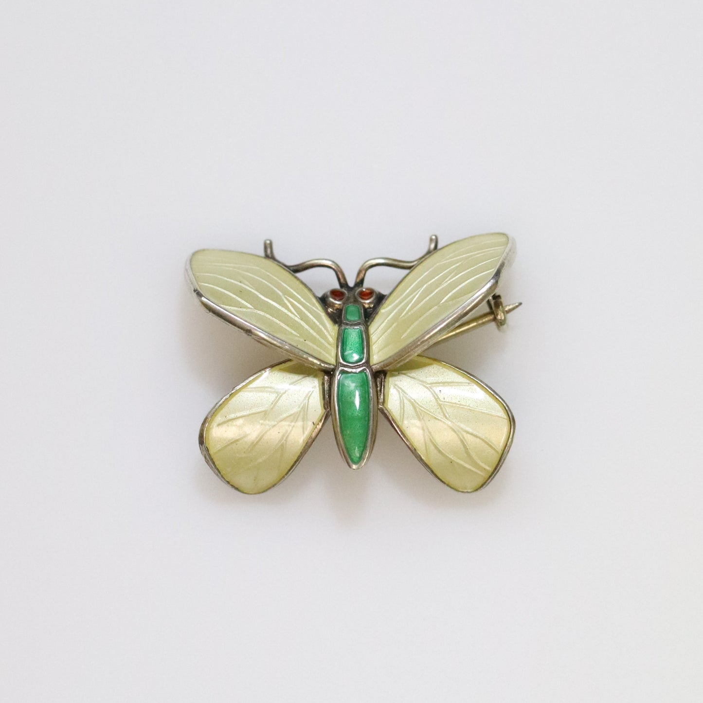 Vintage Einar Modahl Jewelry | Yellow and Green Enamel Butterfly Brooch Norway