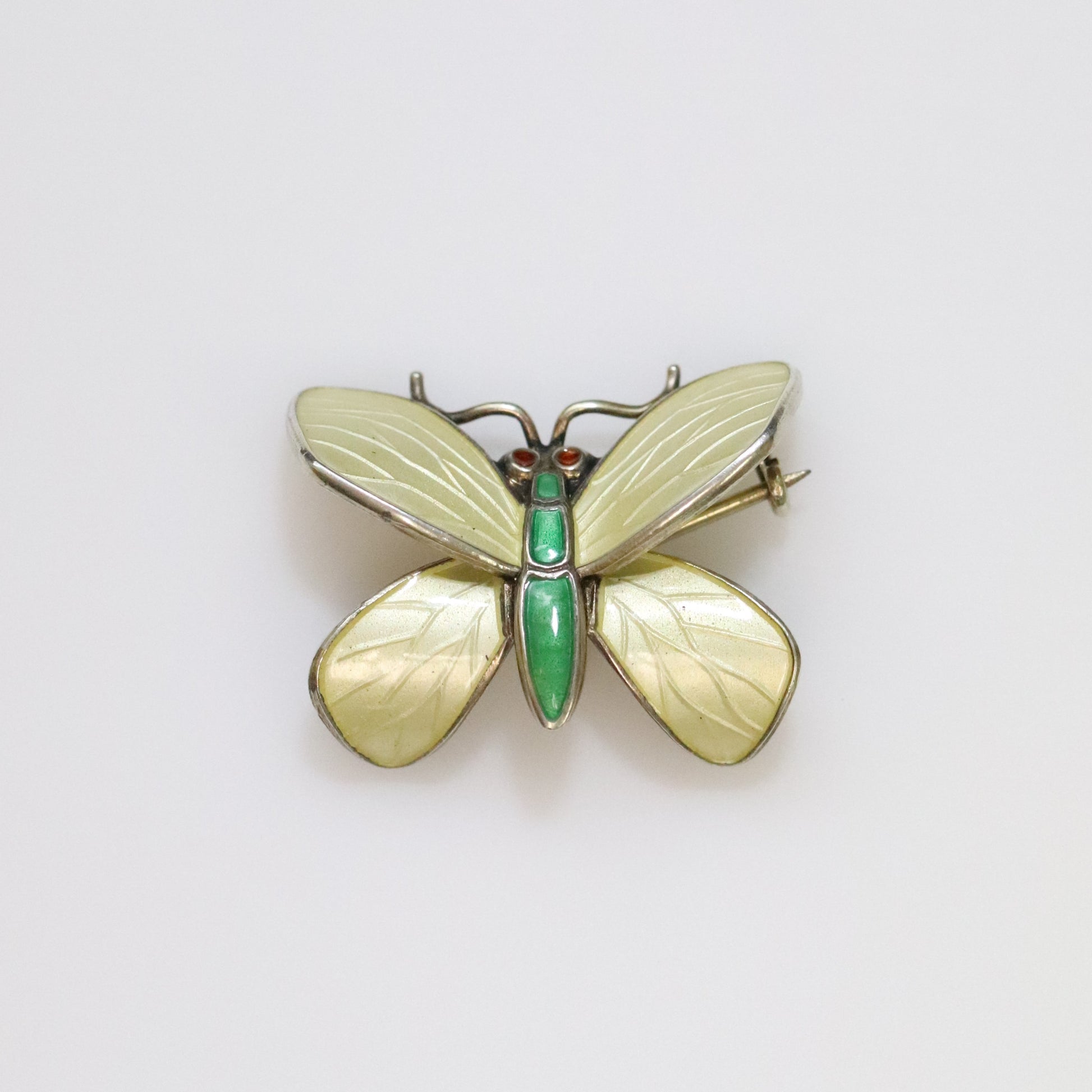 Vintage Einar Modahl Jewelry | Yellow and Green Enamel Butterfly Brooch Norway