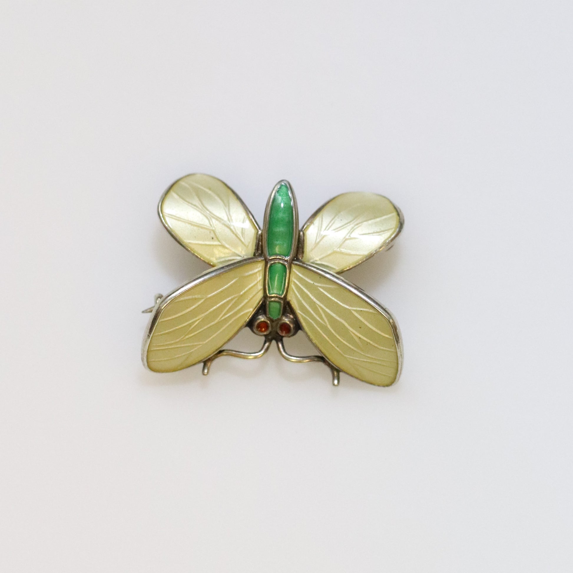 Vintage Einar Modahl Jewelry | Yellow and Green Enamel Butterfly Brooch Norway