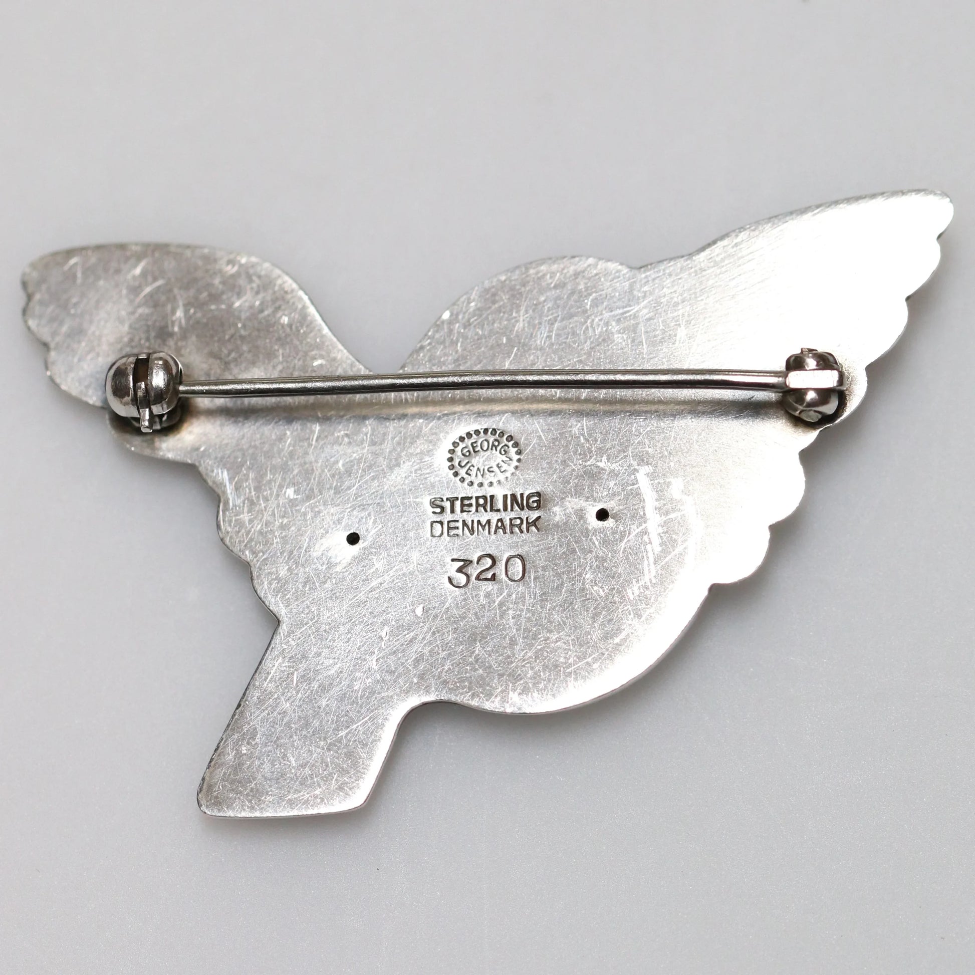 STOCK -- George Jensen Bird Brooch #320 | Vintage Sterling Silver | Chubby Flying Bird Pin - Carmel Fine Silver Jewelry
