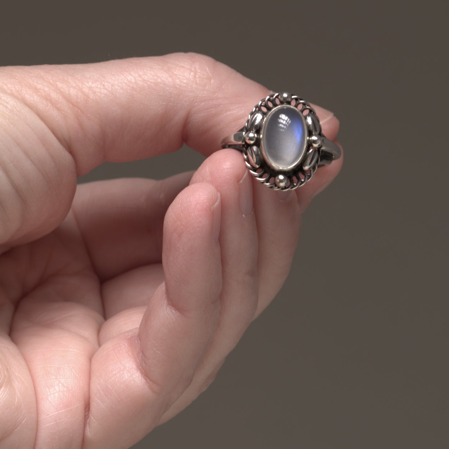 Vintage Georg Jensen Jewelry | Moonstone Moonlight Blossom Ring 1A