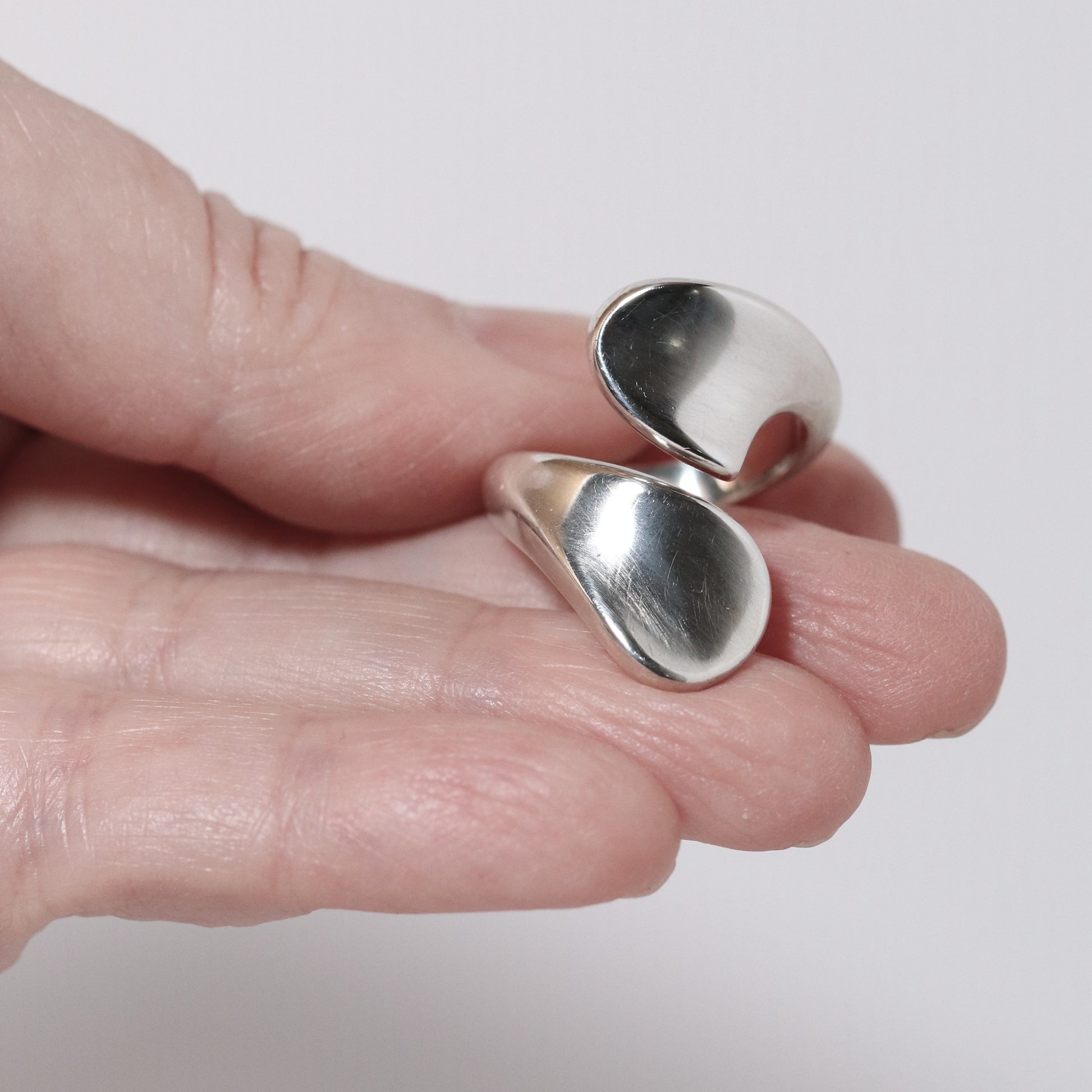Vintage Georg Jensen Jewelry | Modernist Bypass Ring 219 Henning Koppel Design Denmark