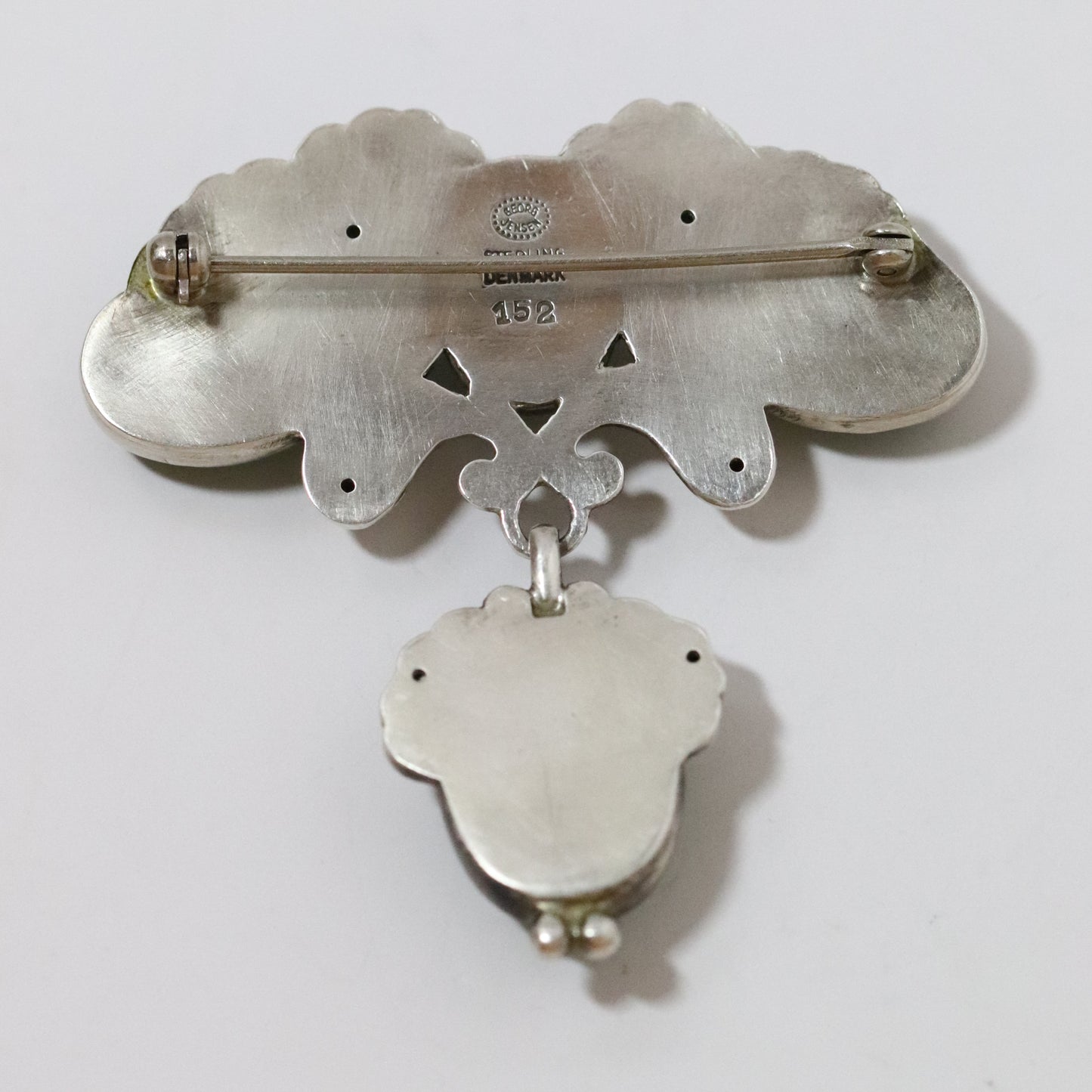 Vintage Georg Jensen Jewelry | Floral Chrysoprase Brooch 152 Denmark