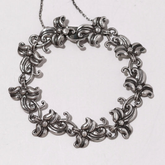 Vintage Margot de Taxco Mexican Jewelry | Mid-Century Floral Link Bracelet