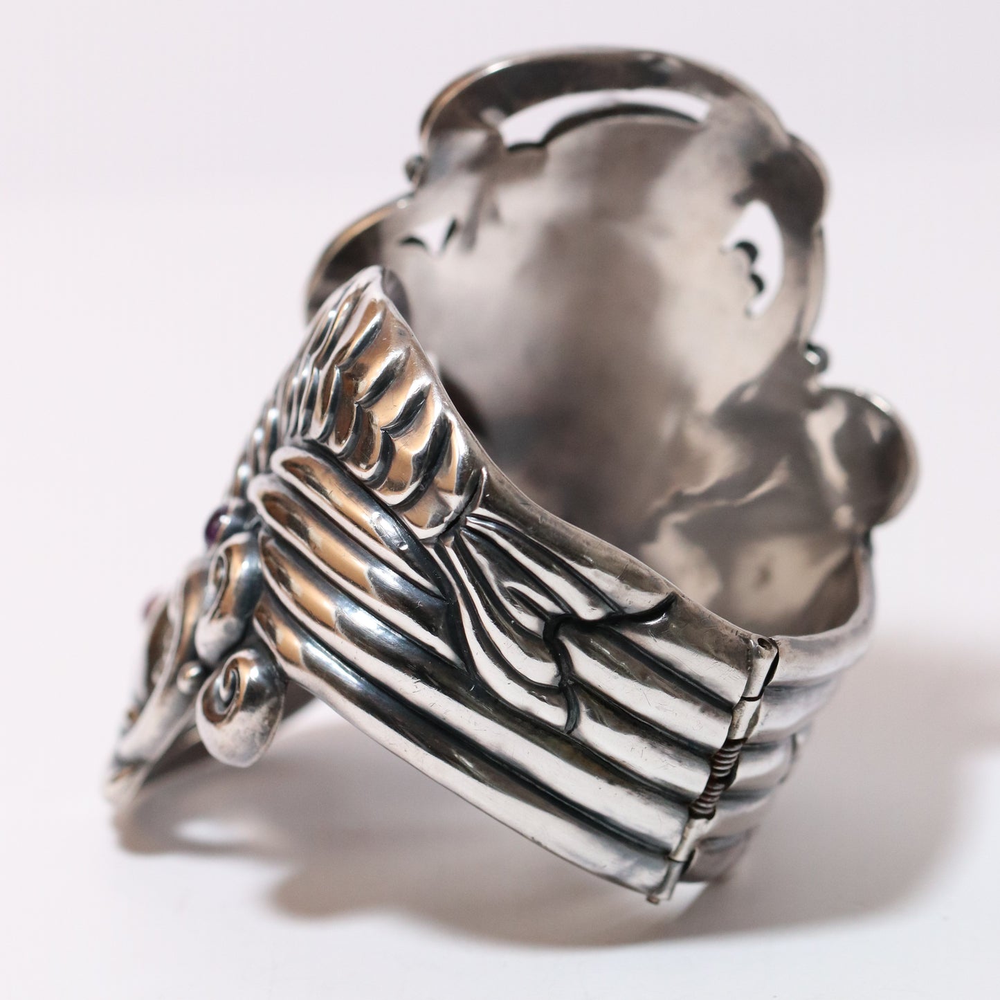 Margot de Taxco vintage silver koi bracelet with intricate sculpted fish design