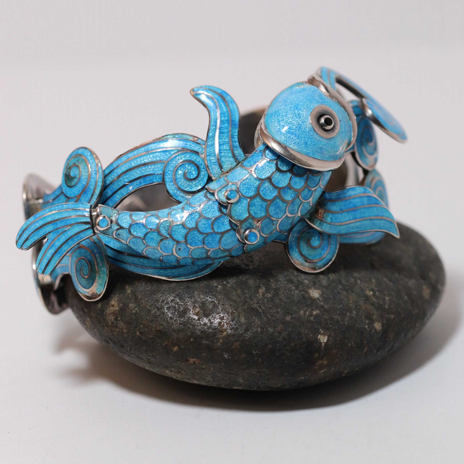 Vintage Margot de Taxco Mexican Jewelry | Rare Blue Enamel Koi Fish Brooch