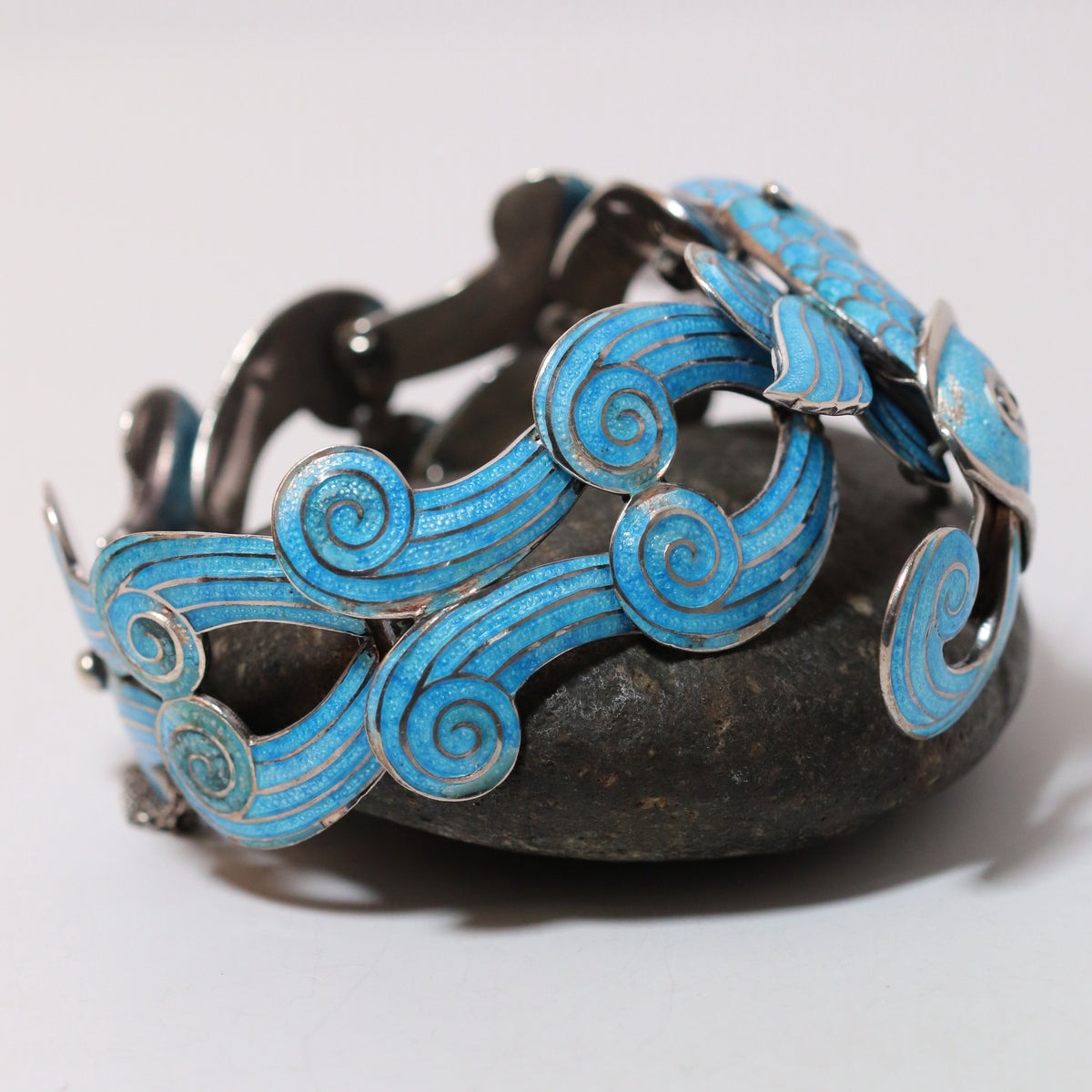 Vintage Margot de Taxco Mexican Jewelry | Rare Blue Enamel Koi Fish Brooch
