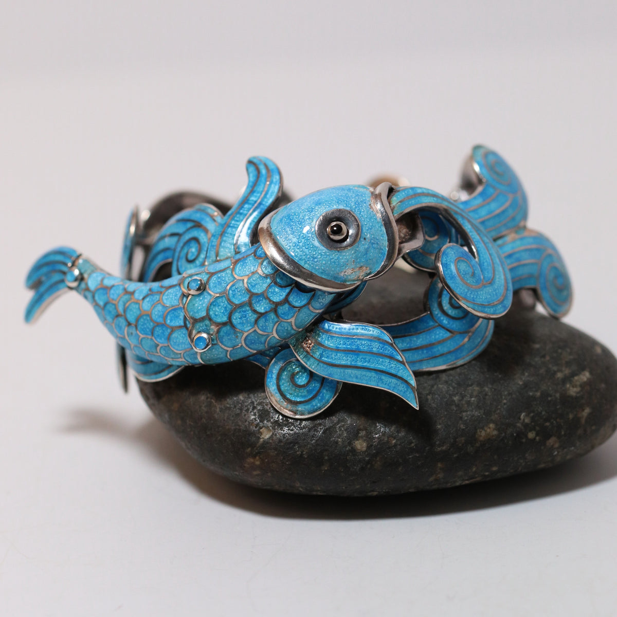 Vintage Margot de Taxco Mexican Jewelry | Rare Blue Enamel Koi Fish Brooch