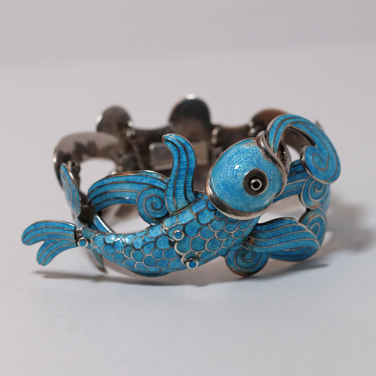Vintage Margot de Taxco Mexican Jewelry | Rare Blue Enamel Koi Fish Brooch