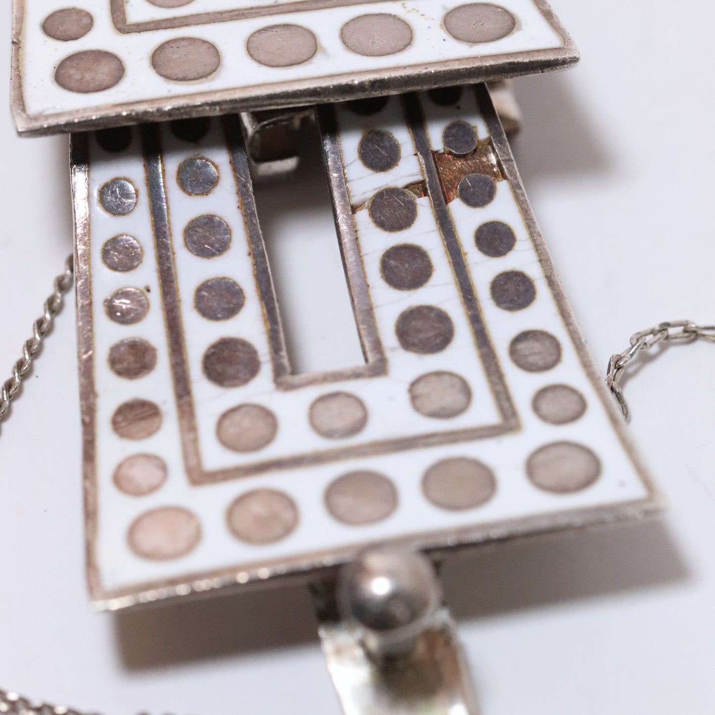 Vintage Margot de Taxco Mexican Jewelry | Iconic White and Gold Geometric Enamel Bracelet