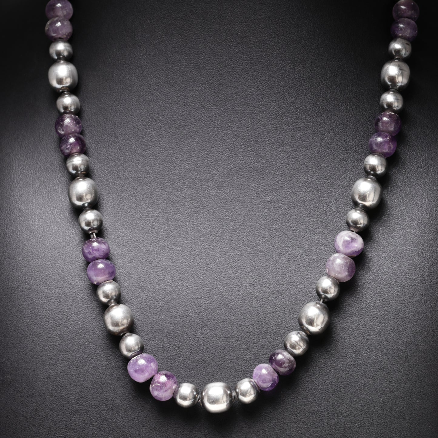 Vintage Silver Mexican Jewelry | Sterling Silver and Amethyst Beaded Necklace