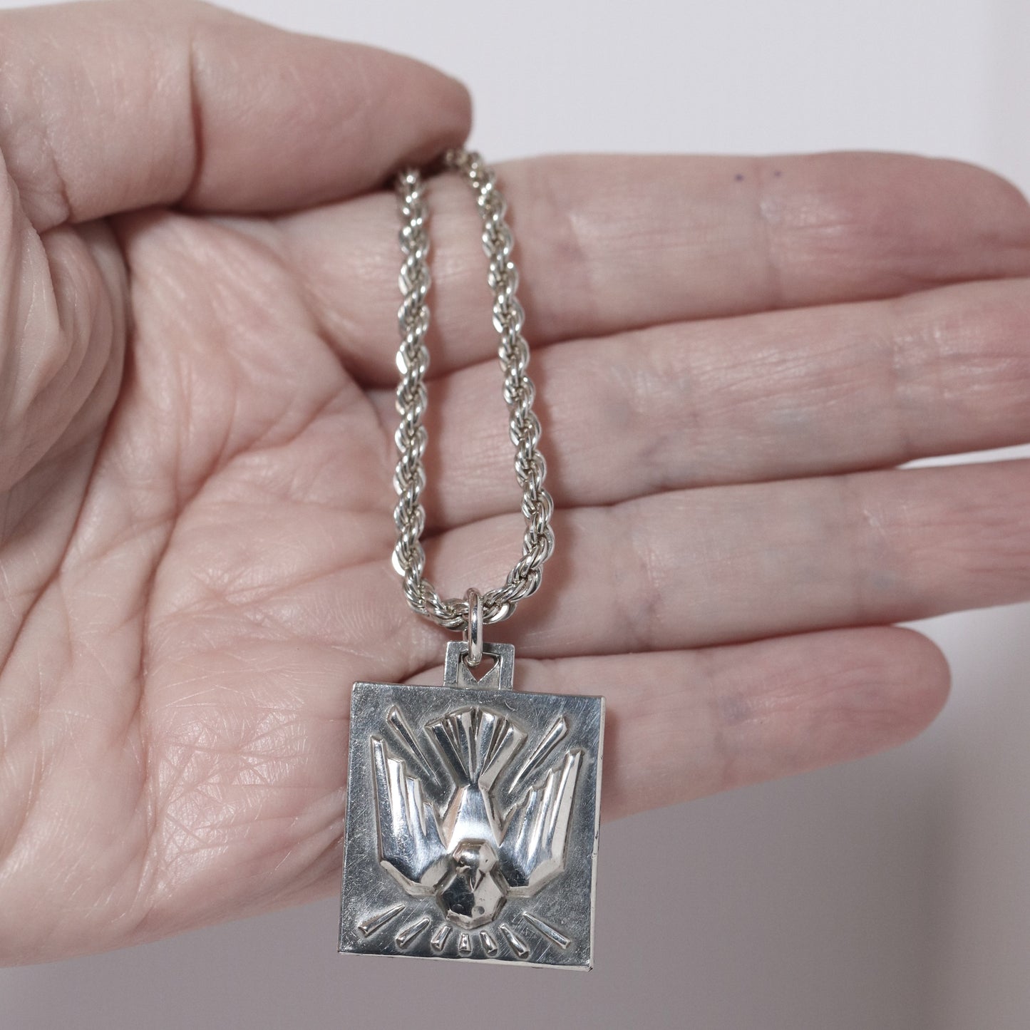 Vintage Silver Jewelry | Creed Holy Spirit Dove Charm Necklace