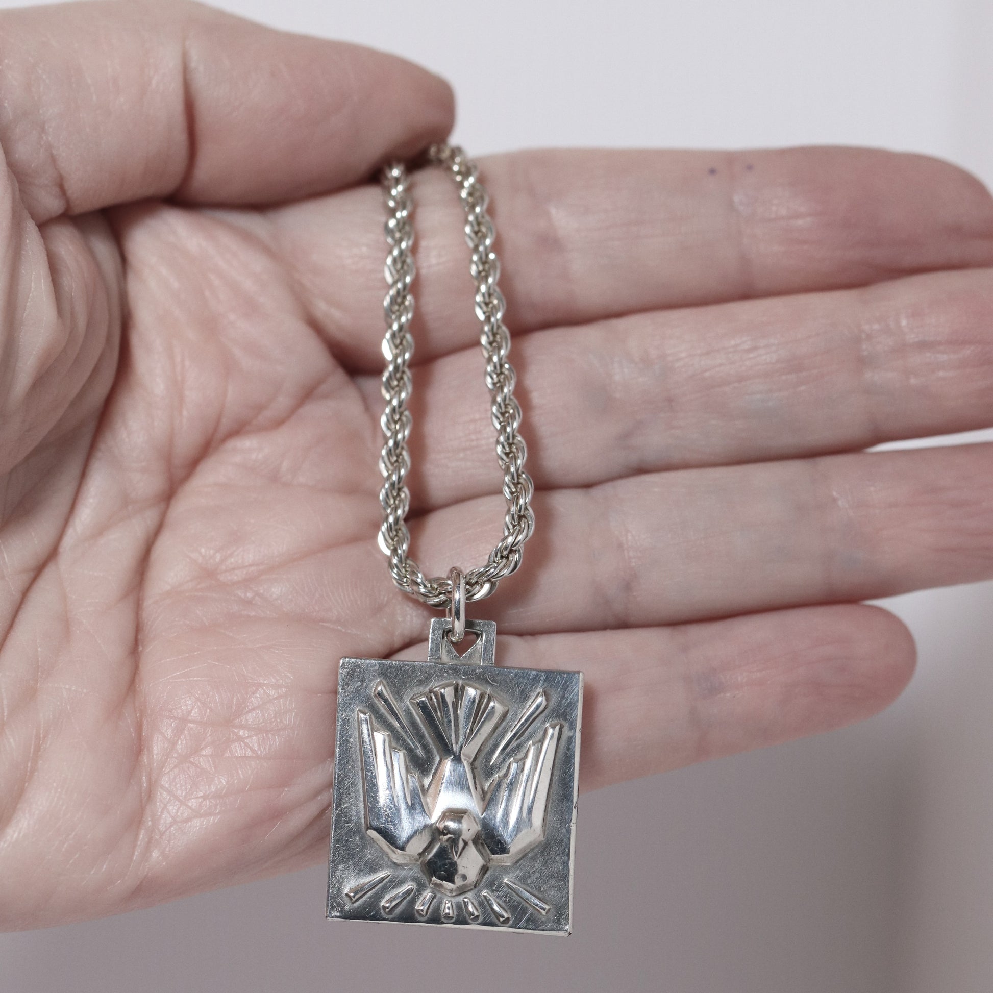 Vintage Silver Jewelry | Creed Holy Spirit Dove Charm Necklace