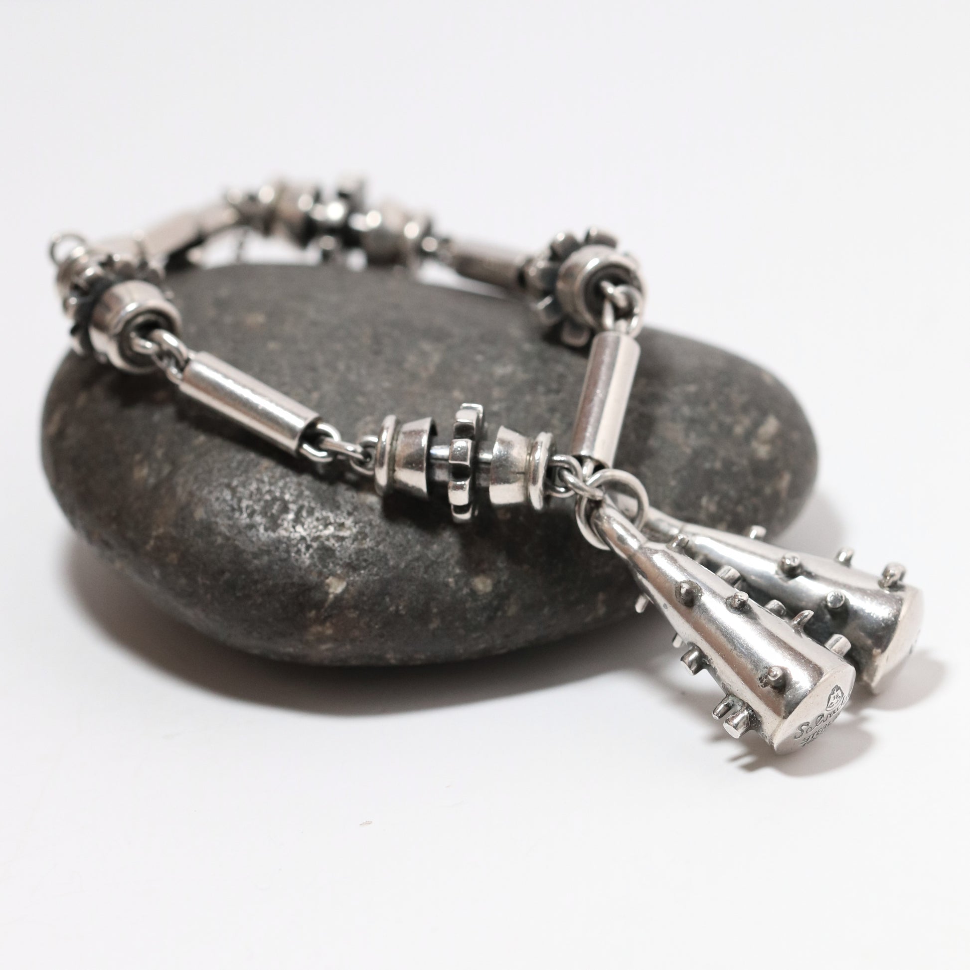 Vintage Salvador Teran Taxco Jewelry | Modernist Architectural Design Bracelet