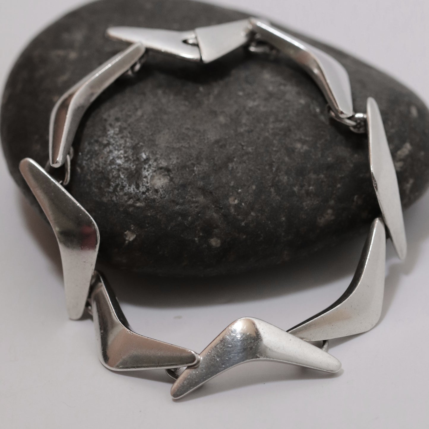 Vintage Sigi Pineda Taxco Jewelry | Boomerang Sterling Silver Bracelet