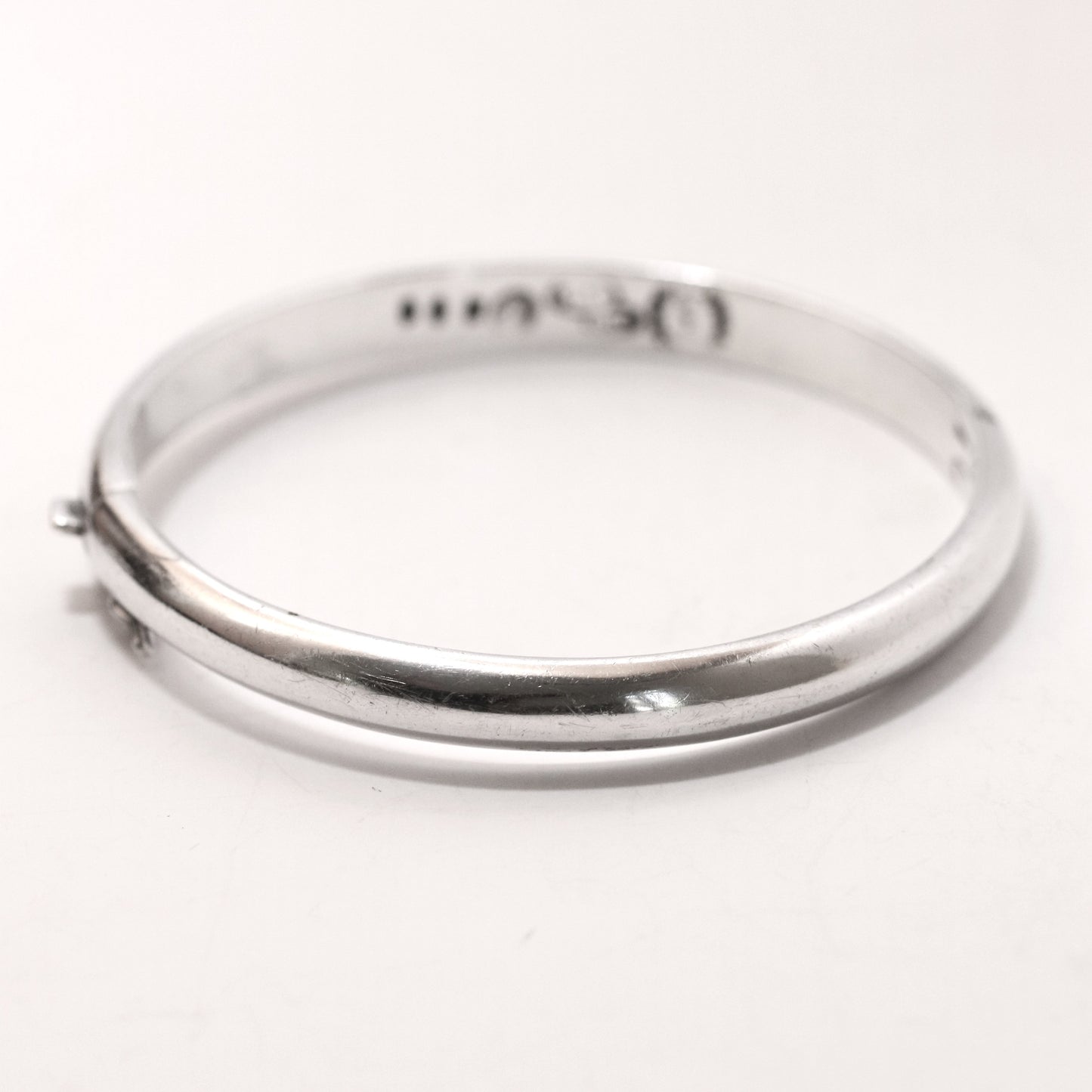 Vintage Sigi Pineda Taxco Jewelry | Solid Sterling Silver Modernist Hinged Bangle Bracelet