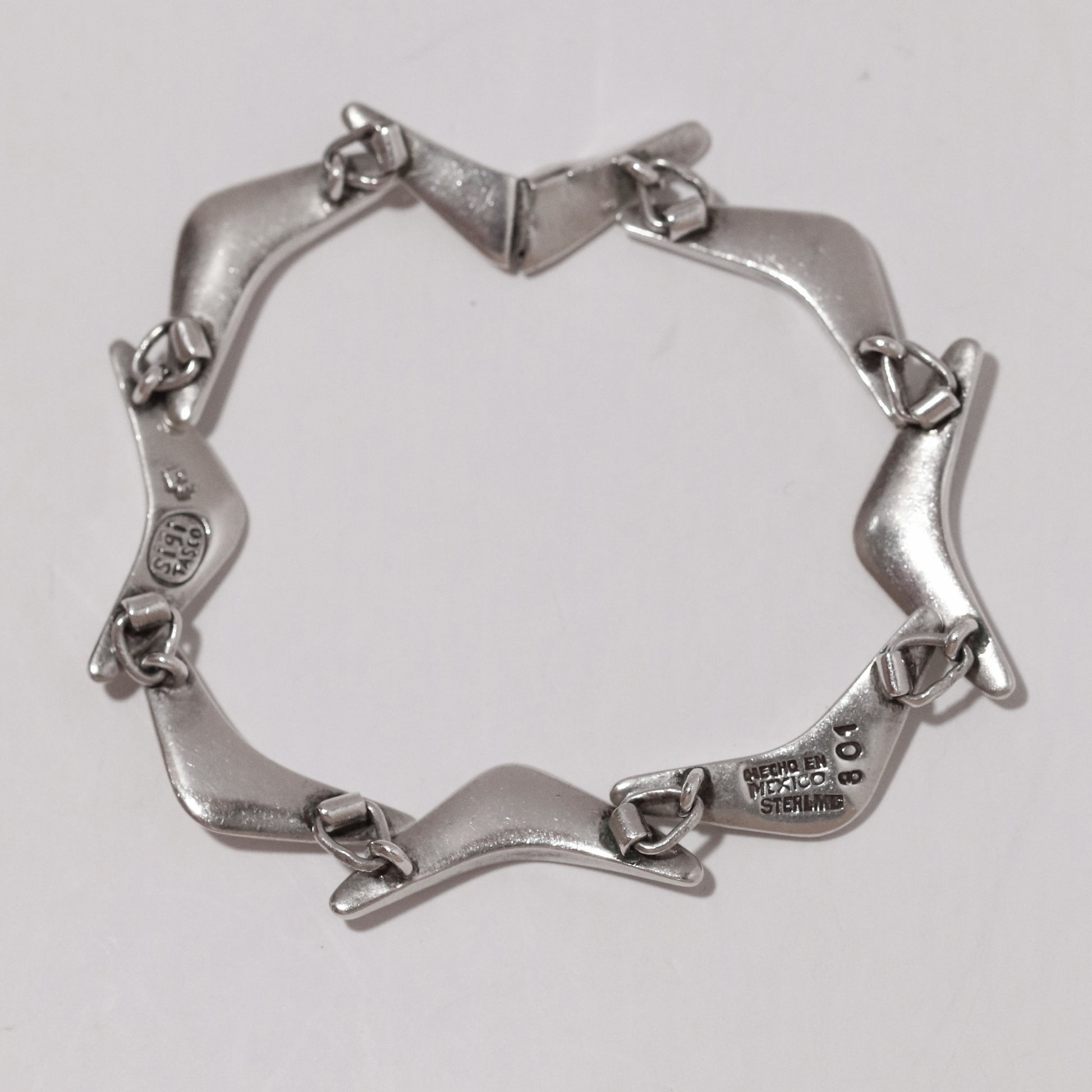Vintage Sigi Pineda Taxco Jewelry | Boomerang Sterling Silver Bracelet