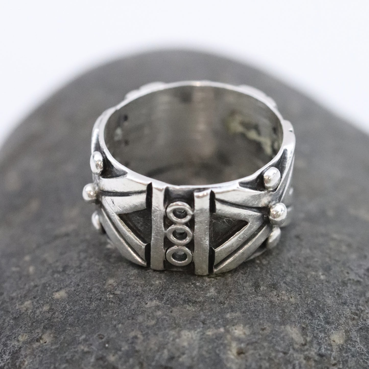 Vintage Taxco Silver Mexican Jewelry | Patterned Handcrafted Band Ring